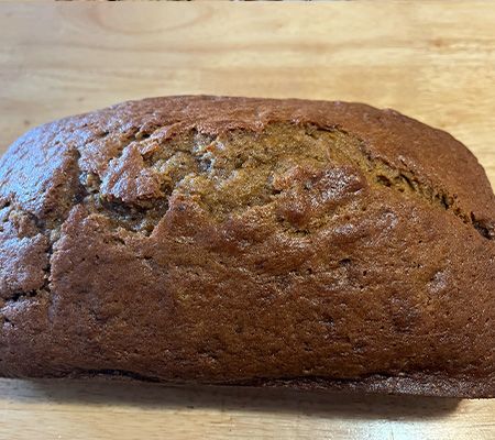 close up of a pumpkin bread loaf